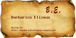 Barbarics Elizeus névjegykártya